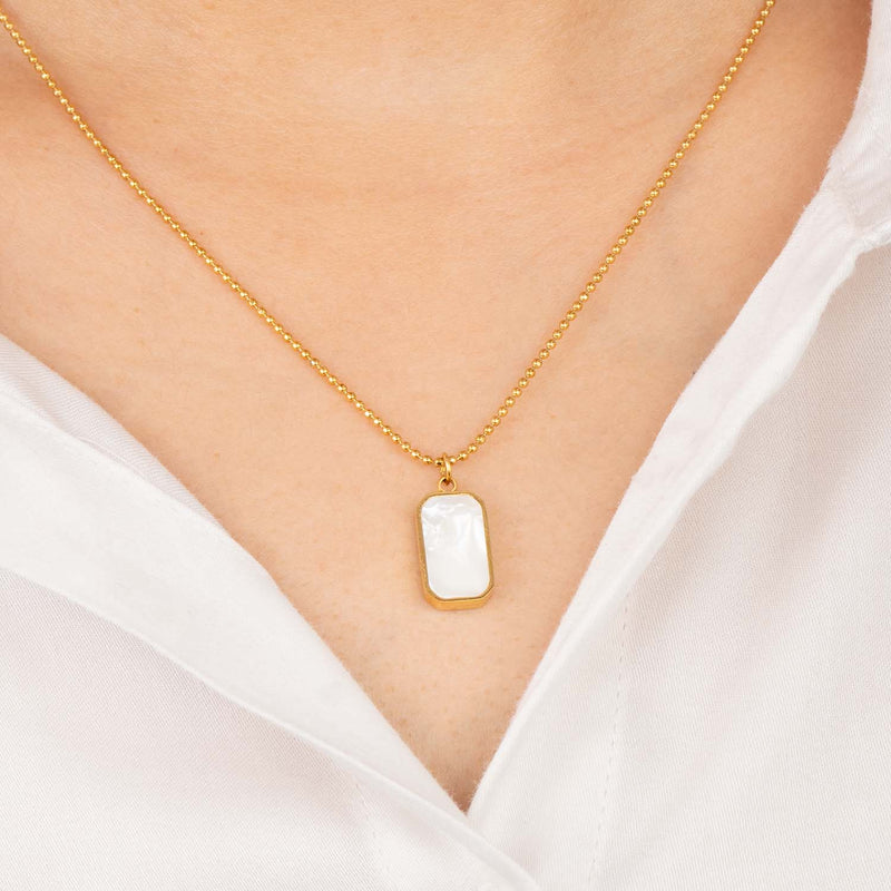 Gold MOP White-Black Reversible Necklace