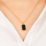 Gold MOP White-Black Reversible Necklace