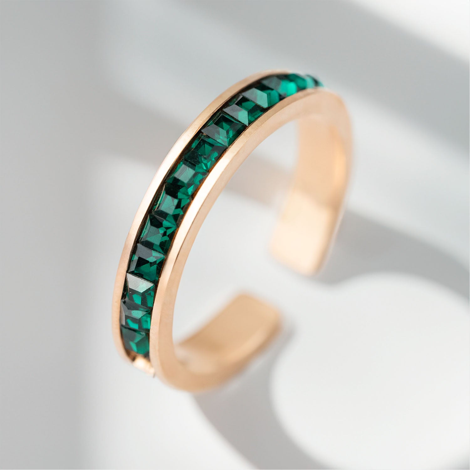 Crystal Band Ring Green