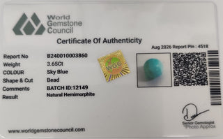 Hemimorphite lab certificate 5