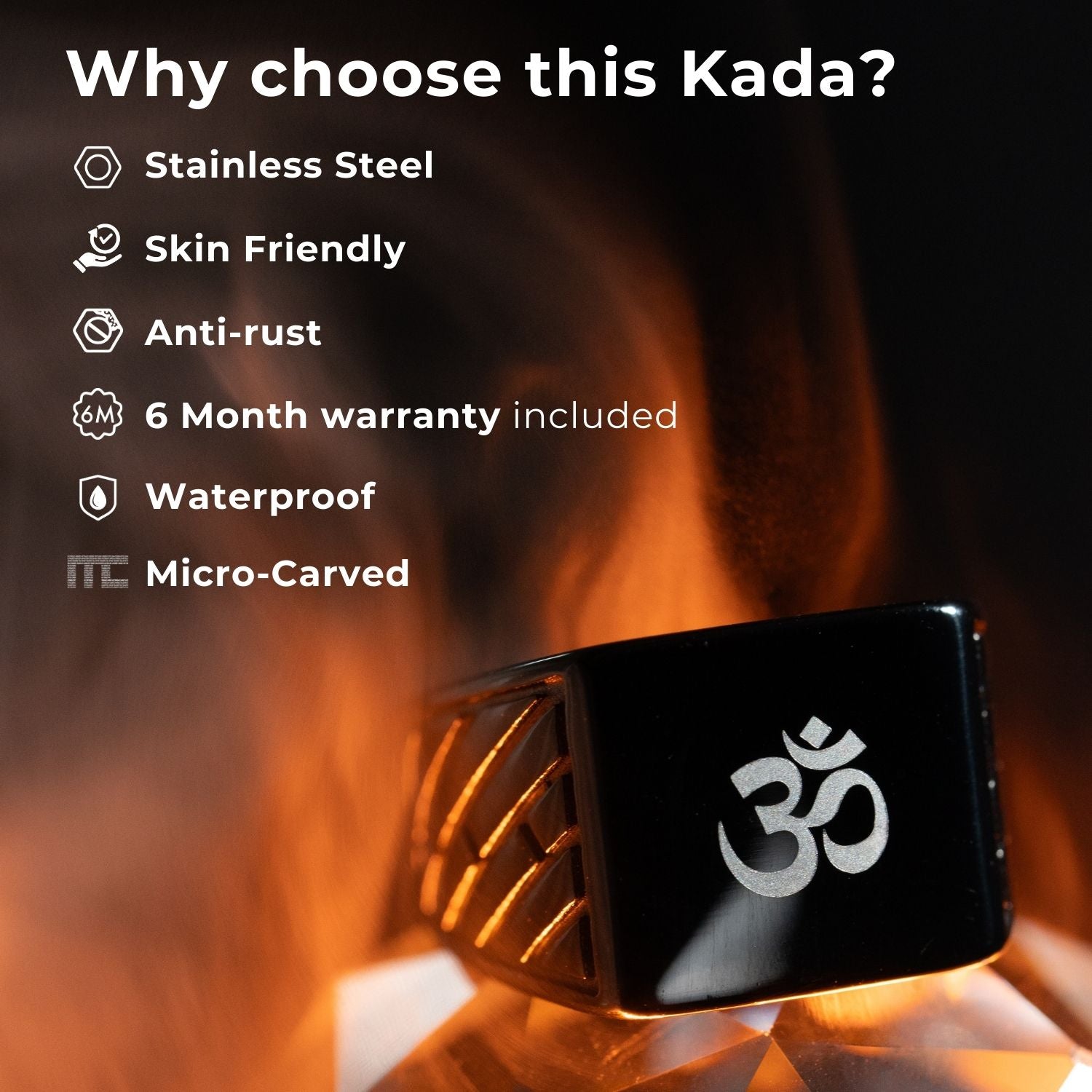 Positivity Hanuman Chalisa 9 Verse MicroCarved Beveled Ring