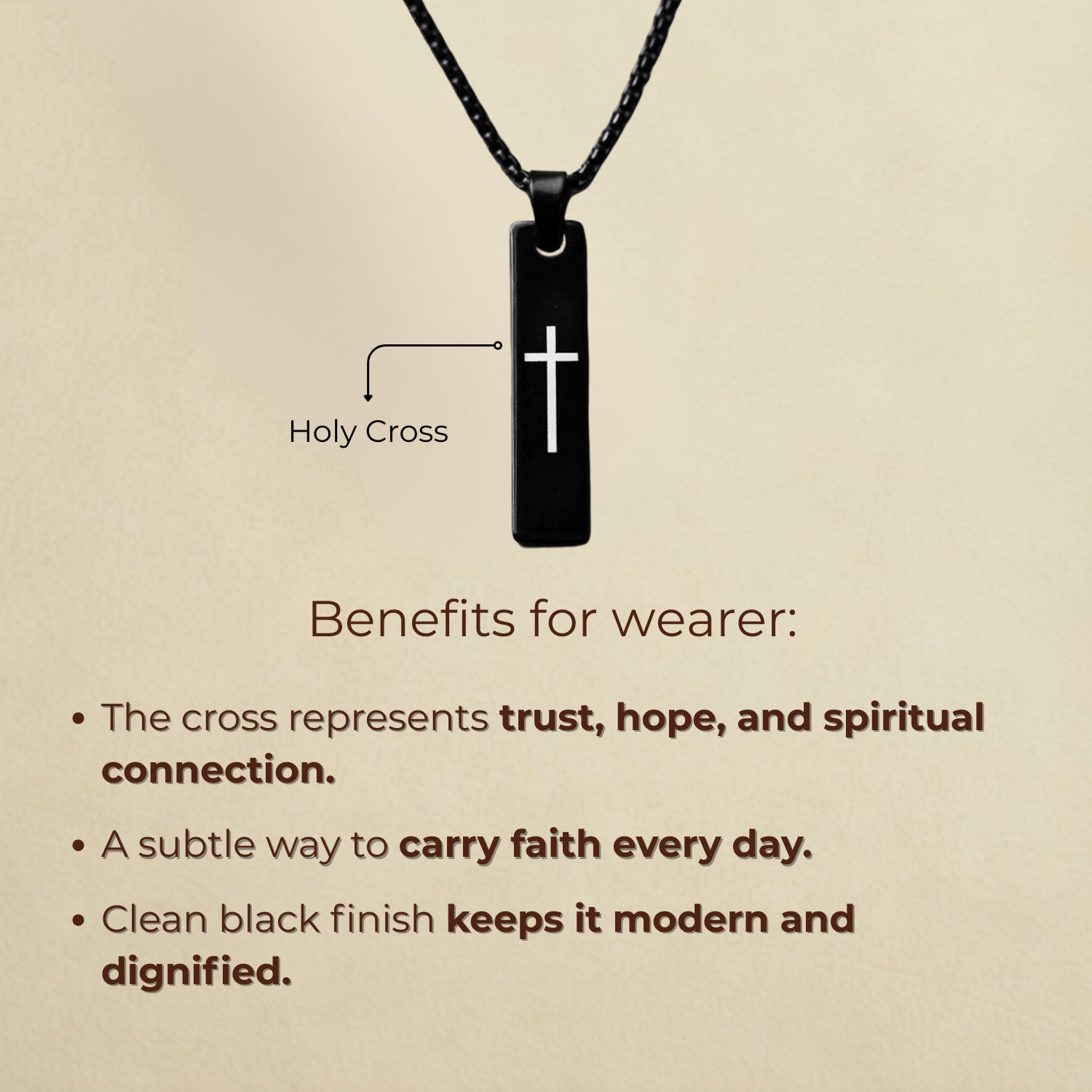 Gold Holy Cross Spiritual Mini Bar Necklace