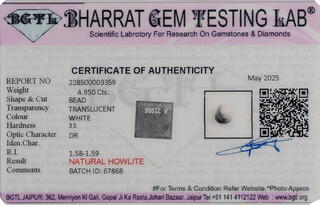 Howlite lab certificate 3