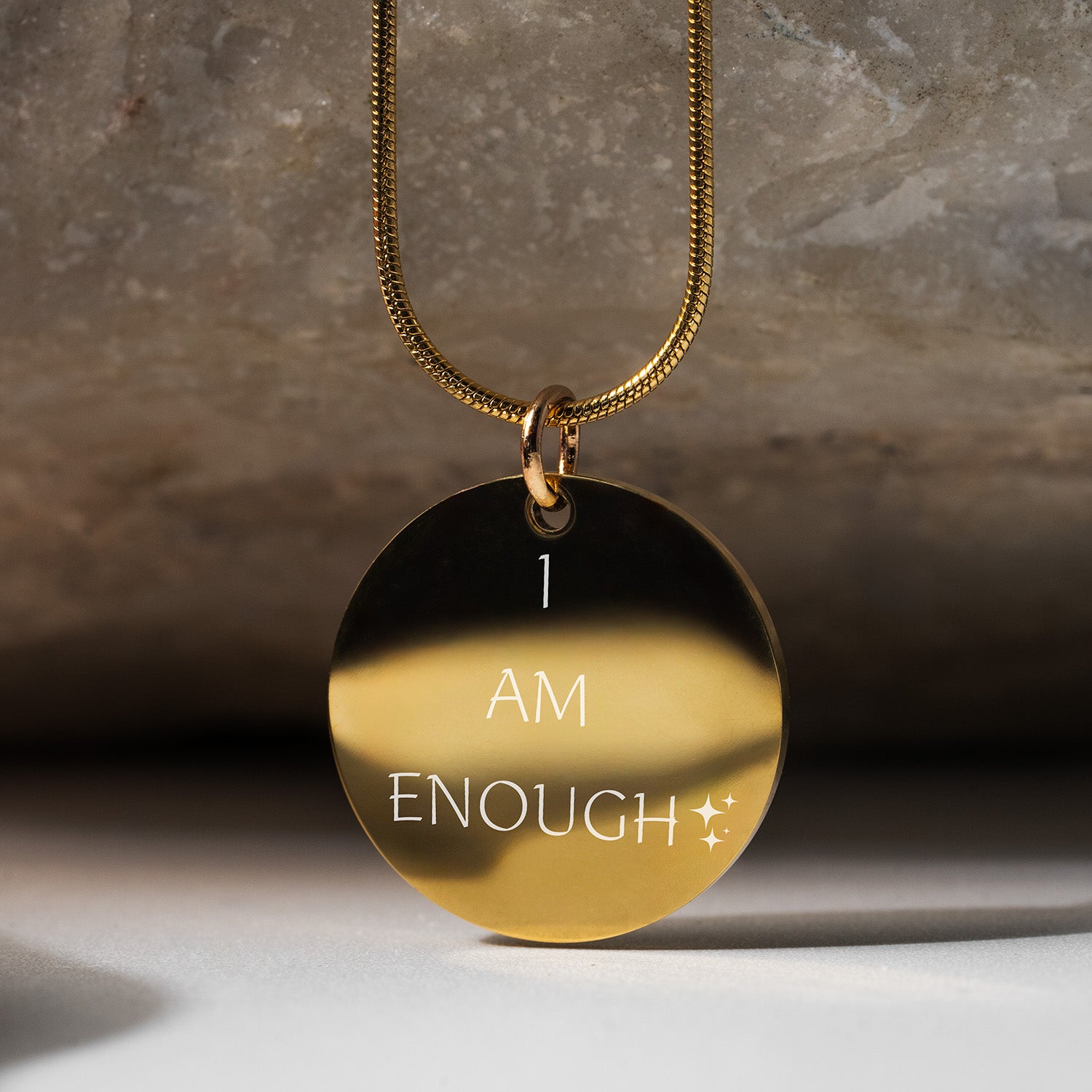 I AM ENOUGH Circle Necklace Gold