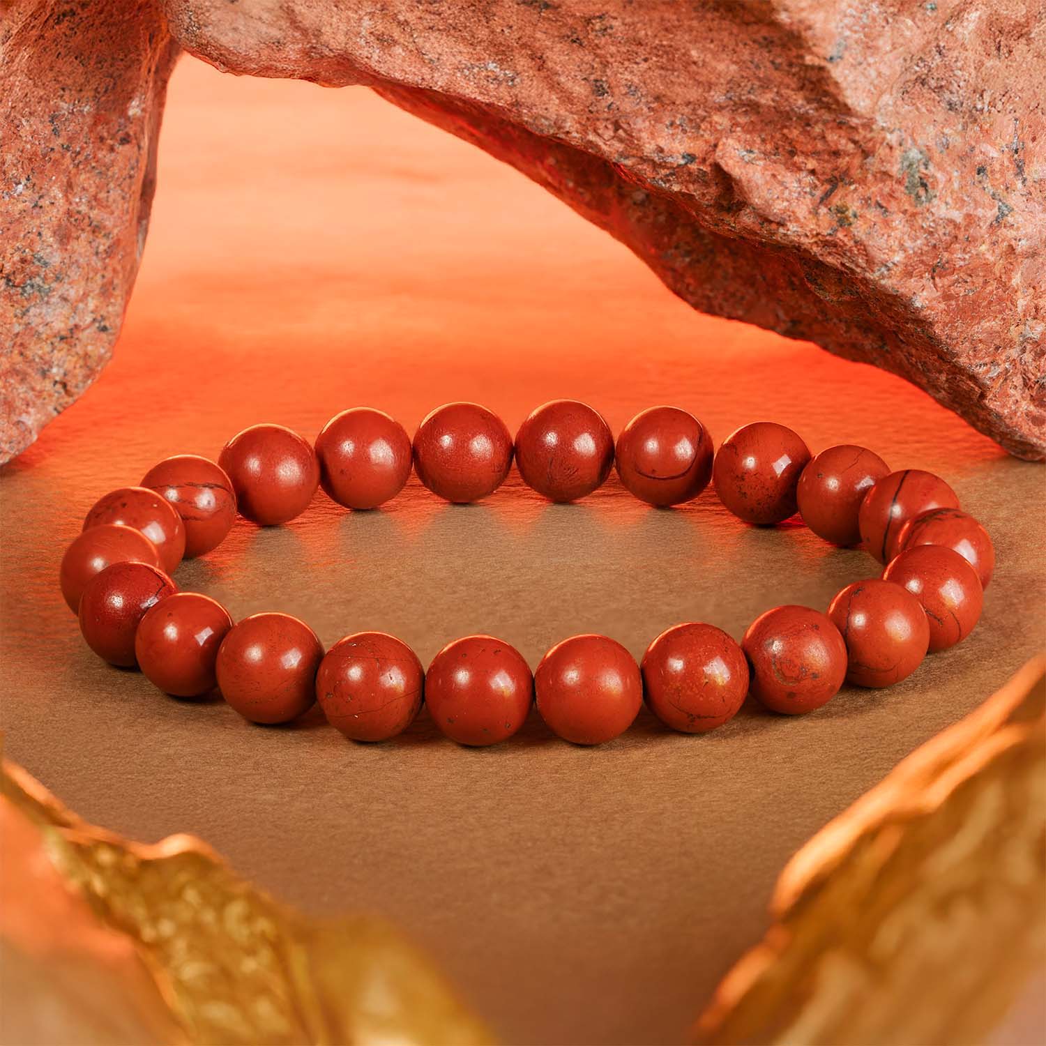 Inner Strength Red Jasper Natural Stone Bracelet by Mesmerize
