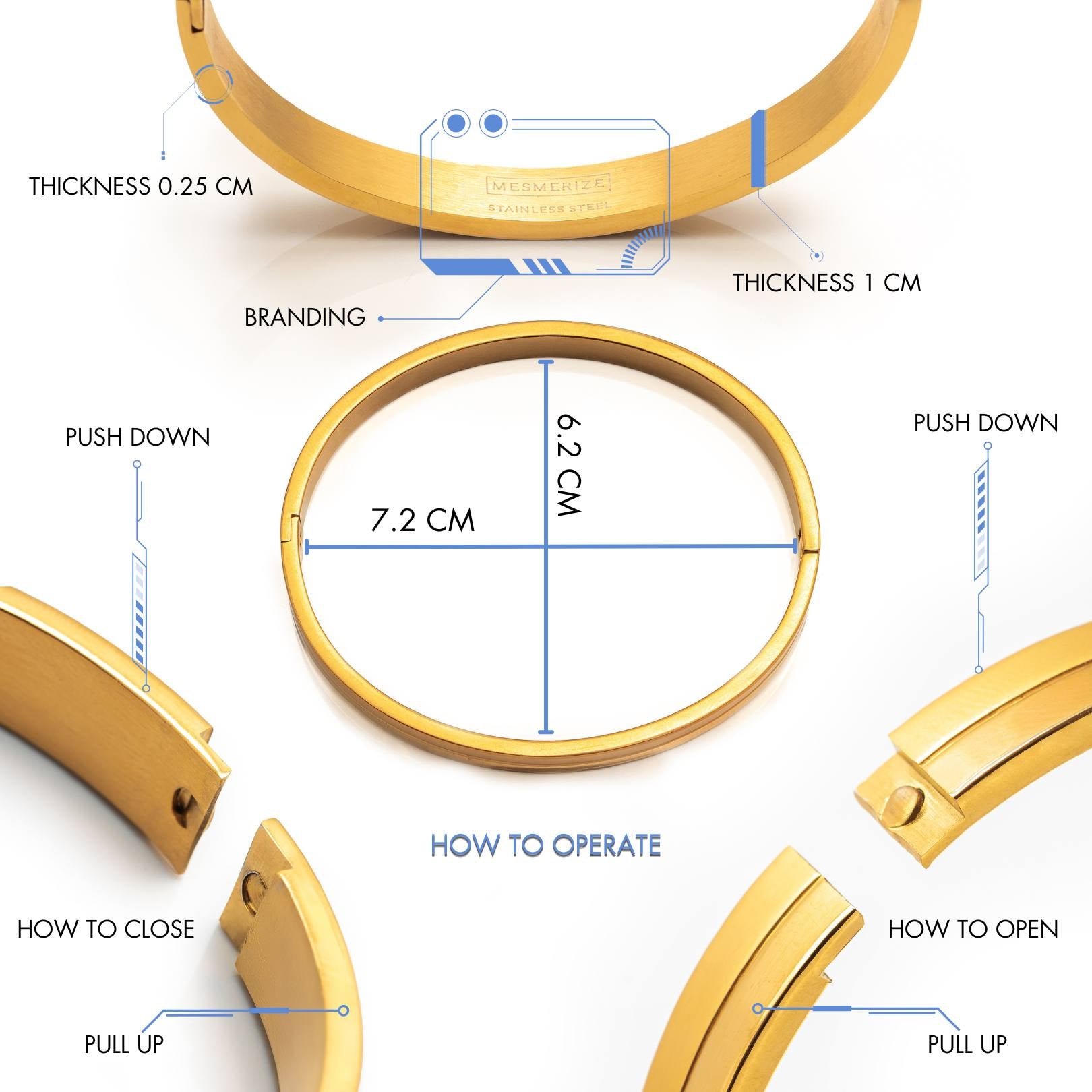 Personalised Kadaddi Moves Dual Finish Kada Bracelet Gold