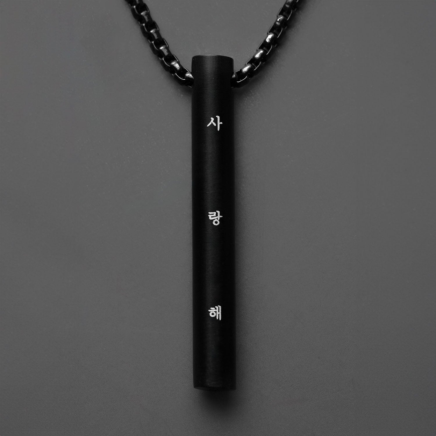 Korean ILY Black Barrel Necklace