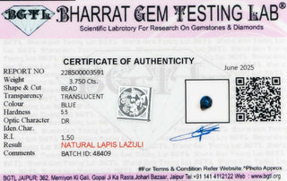 Lapis Lazuli lab certificate 5