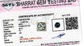 Lapis Lazuli lab certificate 2