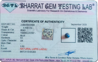 Lapis Lazuli lab certificate 8