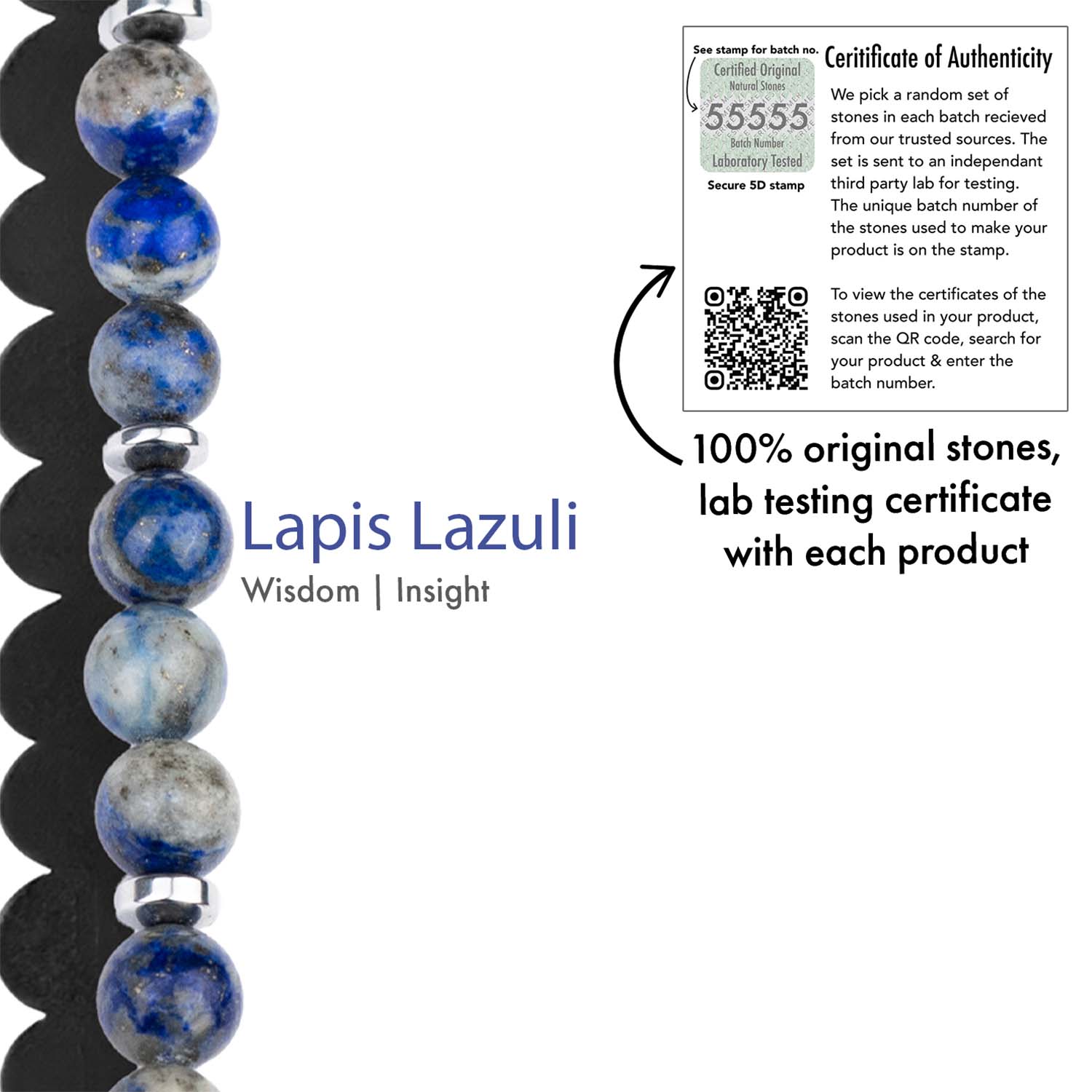 Natural Stone Jewellery Wisdom Lapis Natural Stone Elastic Bracelet