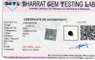 Lava Stone lab certificate 5