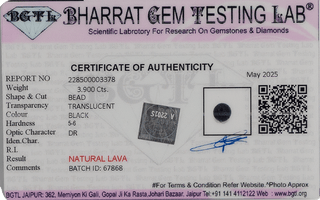 Lava Stone lab certificate 3