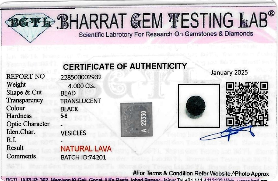 Lava Stone lab certificate 1