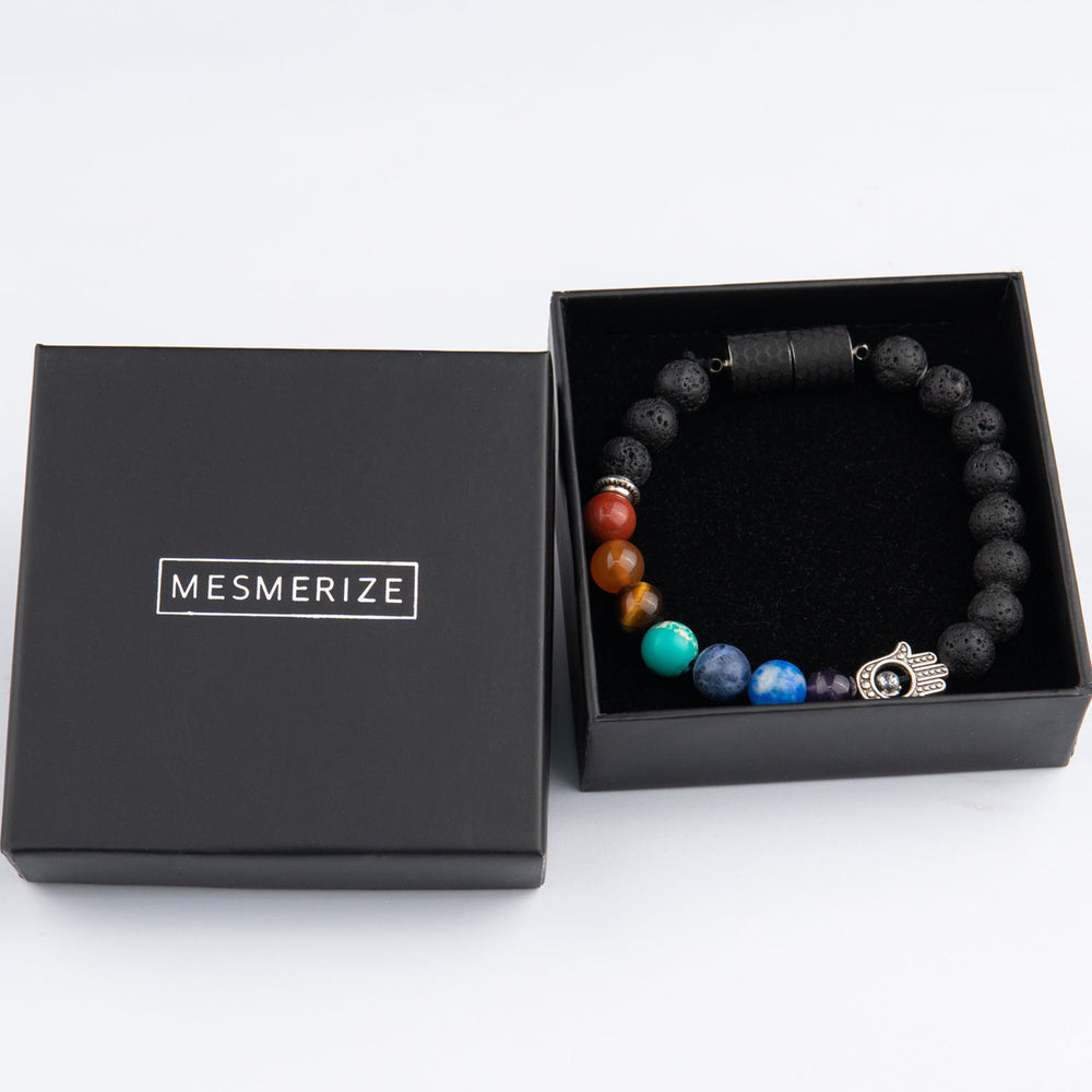 Lava 7 Chakra Natural Stone Hamsa Bracelet with MagSnap FOR MEN by ...