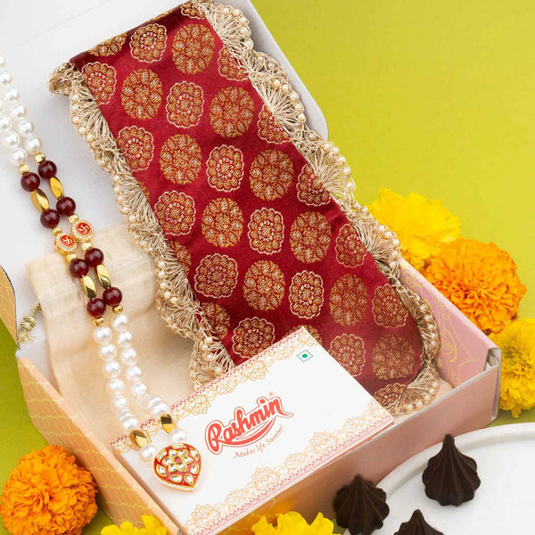 Red Brocade Uparna/khes Luxury Hamper For Ganpati Bappa (Prepaid Only)