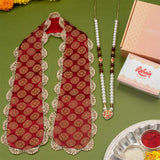 Red Brocade Uparna/khes Luxury Hamper For Ganpati Bappa (Prepaid Only)