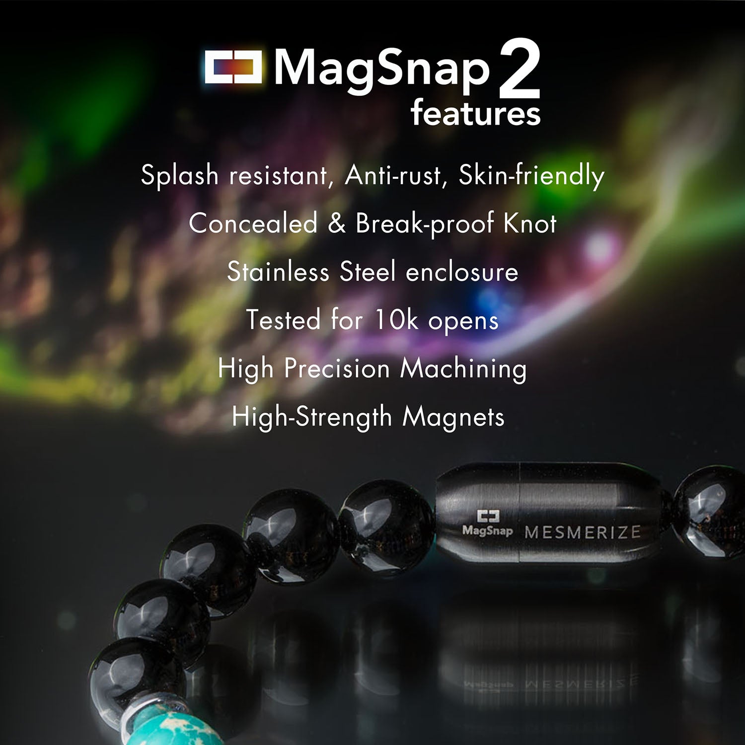 Natural Stone Jewellery Focus Black Panther 2.0 Natural Stone Bracelet with MagSnap