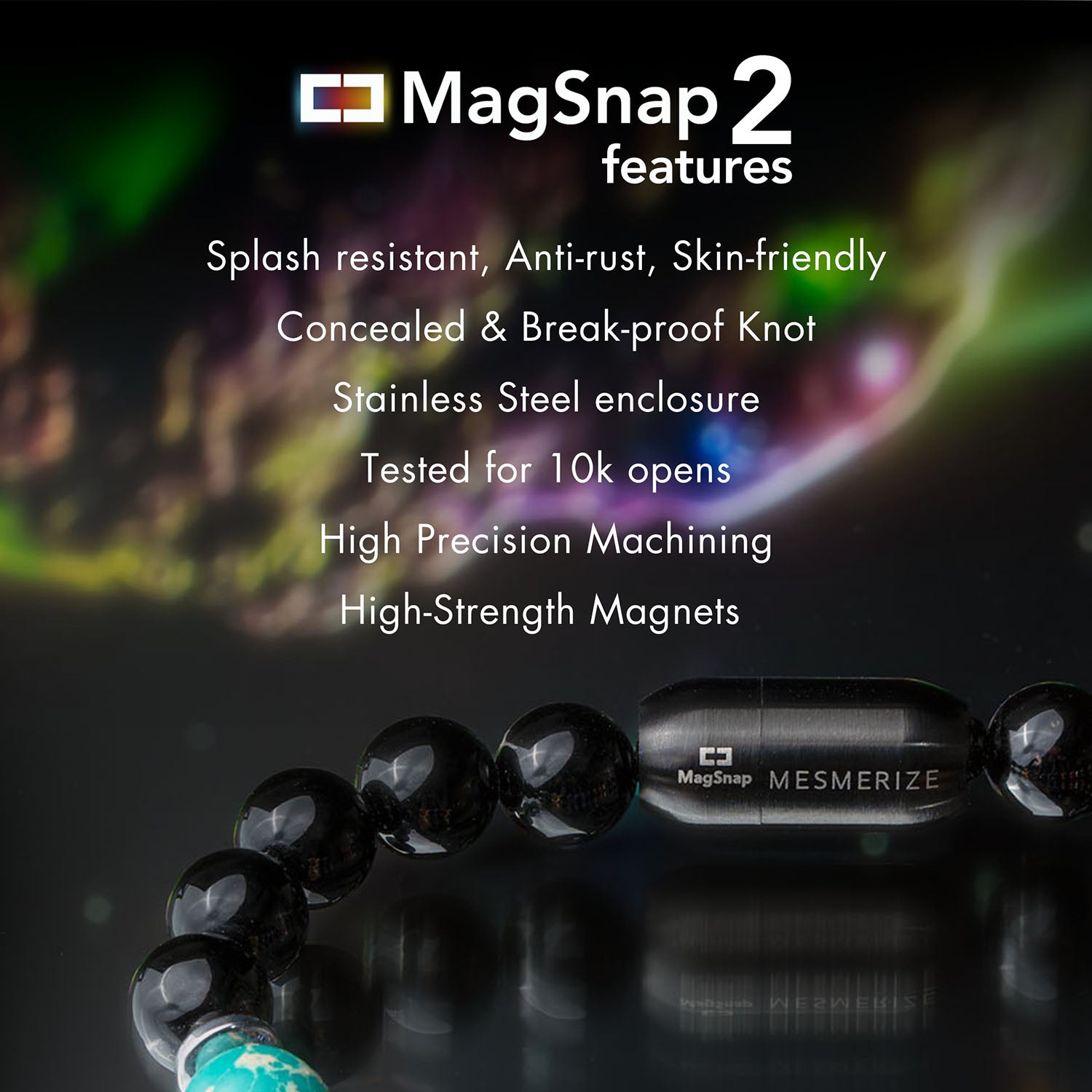 Aegon Obsidian & Malachite Natural Stone Bracelet With MagSnap2