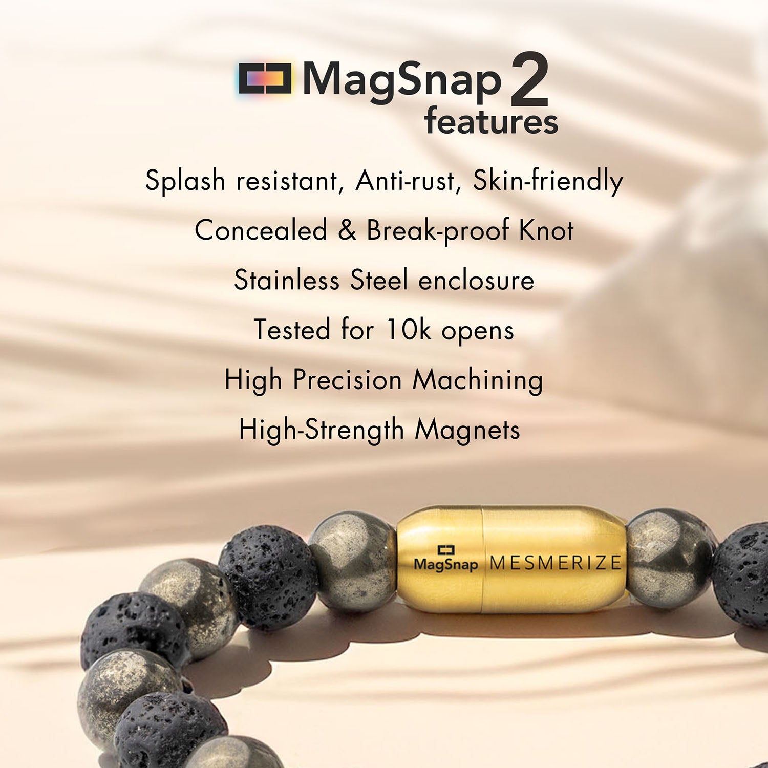 Natural Stone Jewellery Money Magnet Pyrite 7 Chakra Natural Stone Bracelet with Magsnap