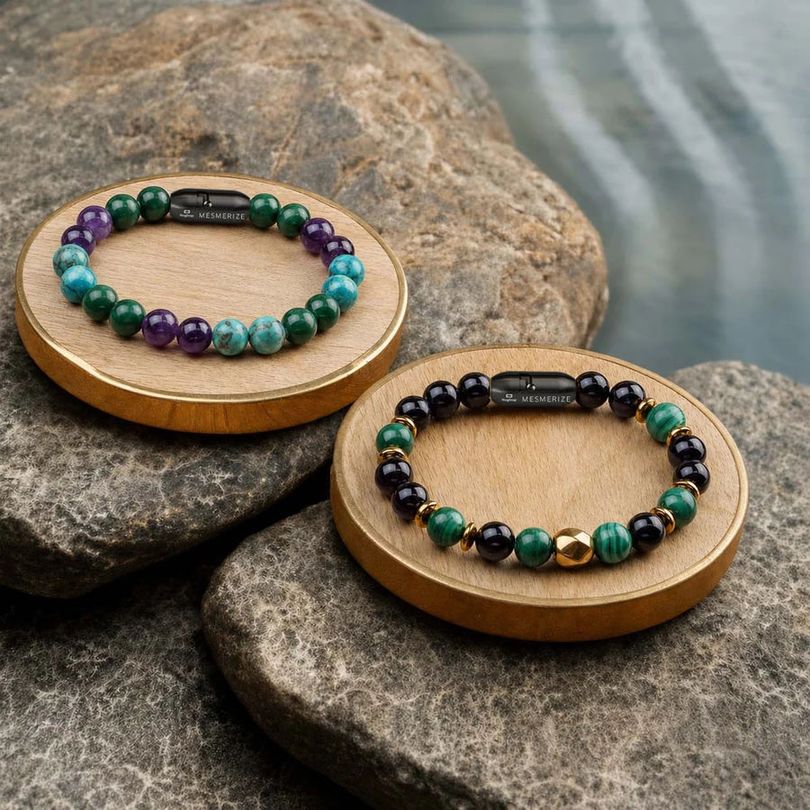 Malachite Natural Stone Couple Bracelets with Magsnap 4