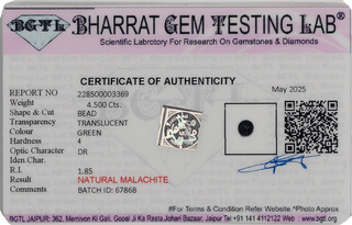 Malachite lab certificate 2