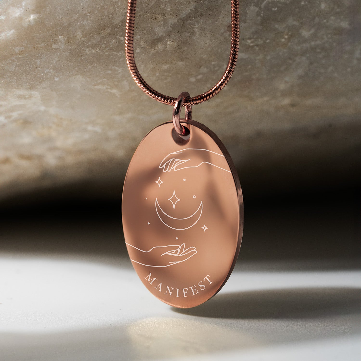 Manifest Oval Necklace Rose Gold