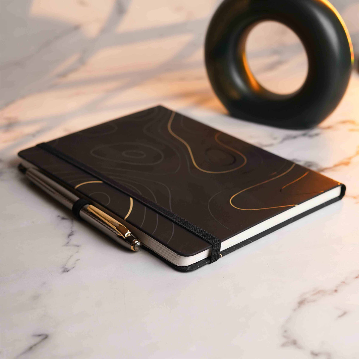 Matte Black Diary with Pyrite MagSnap Roller Ball Pen with Stylus by ...