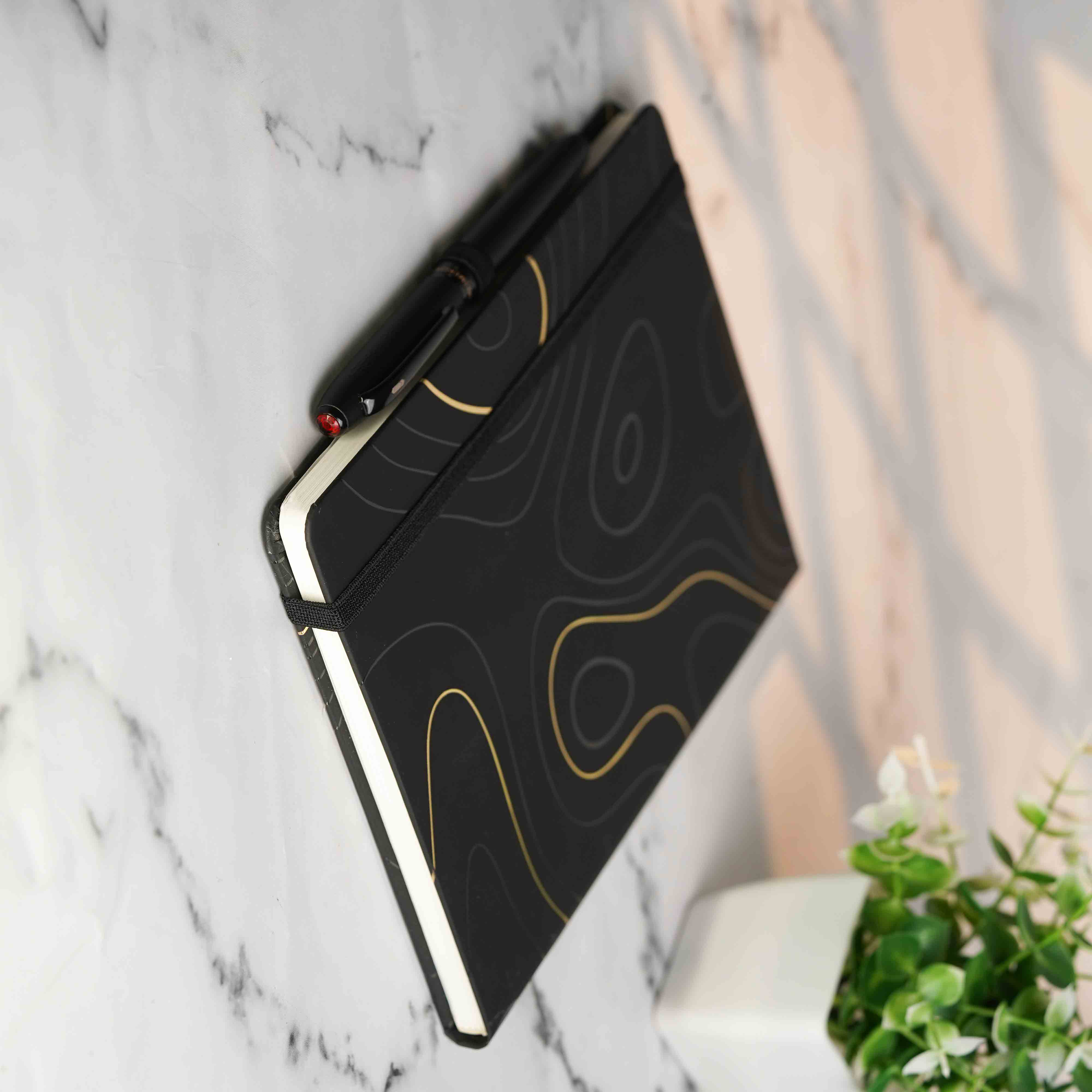 Matte Black Notebook with Ultra Matte Black Garnet 2 in 1 MagSnap Roller Ball Pen with Stylus None