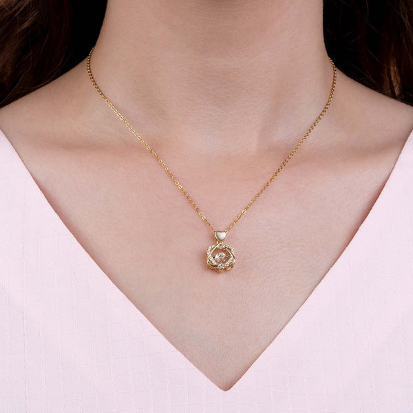 Gold Heart Dancing Diamond Necklace