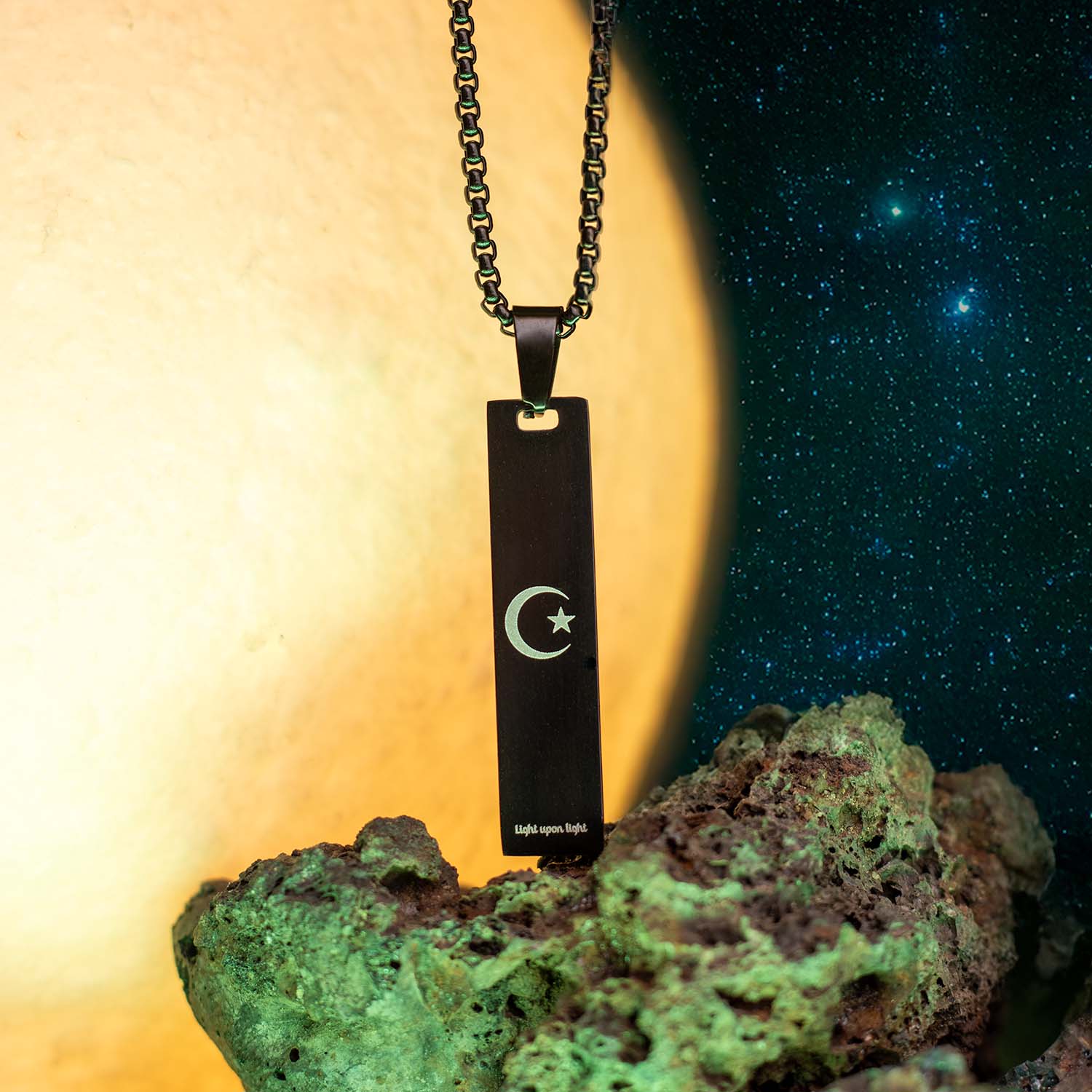 Moon and Star Mini Tag Necklace