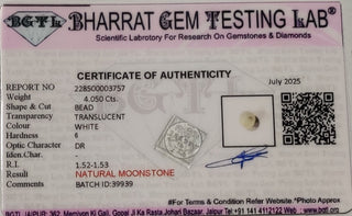 Moonstone lab certificate 6