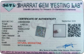 Moonstone lab certificate 7