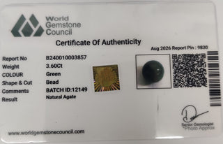 Moss Agate lab certificate 12