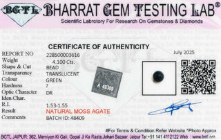 Moss Agate lab certificate 5