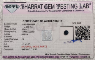 Moss Agate lab certificate 4