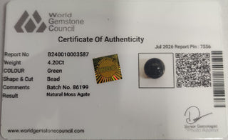 Moss Agate lab certificate 11