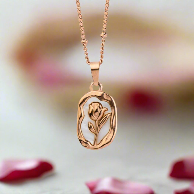 Rose Gold MOP Belle Rose Necklace