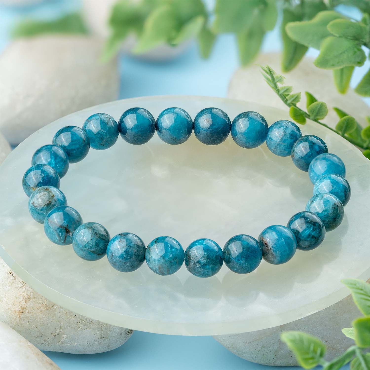 Motivating Blue Apatite Natural Stone Elastic Bracelet