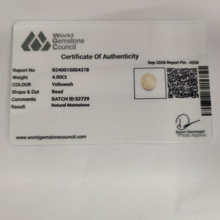 Multi Moon Stone lab certificate 12