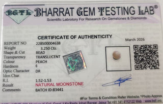 Multi Moon Stone lab certificate 9