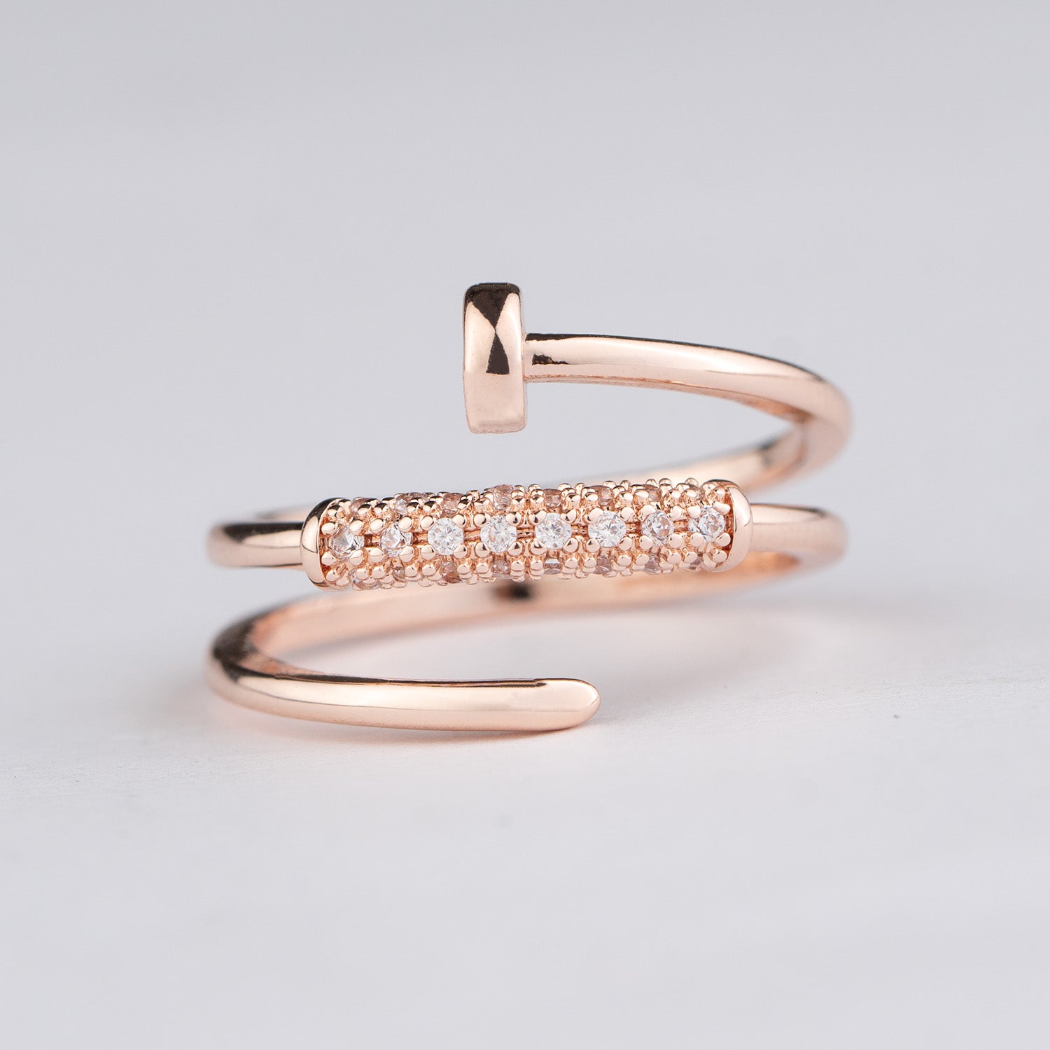 W Premium Jewellery Rose Gold Nail Cuff Ring