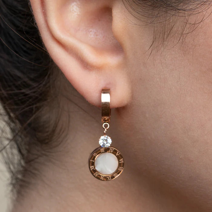 W Premium Jewellery Numeral Mother of Pearl Dangler Earrings