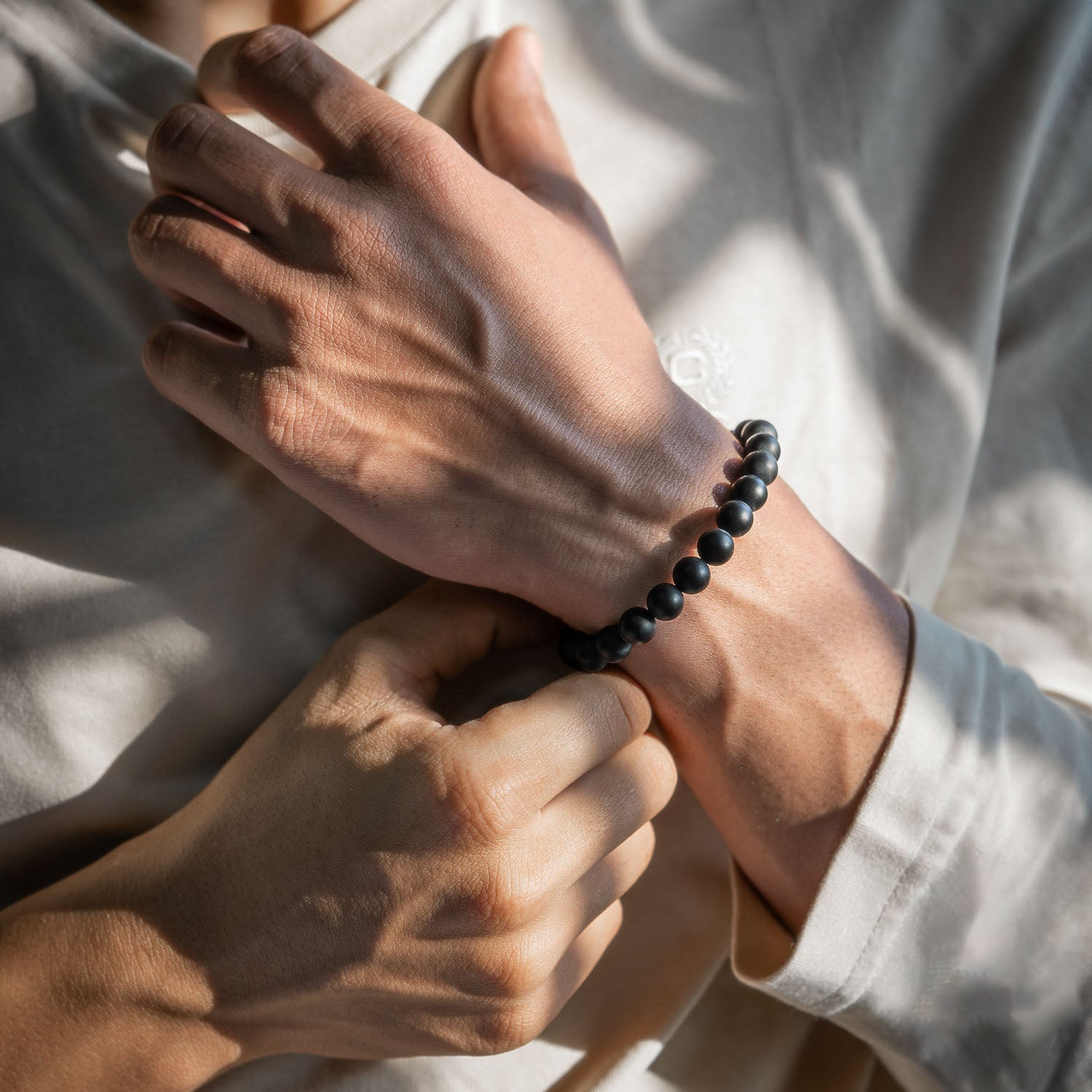 Onyx natural stone elastic bracelet