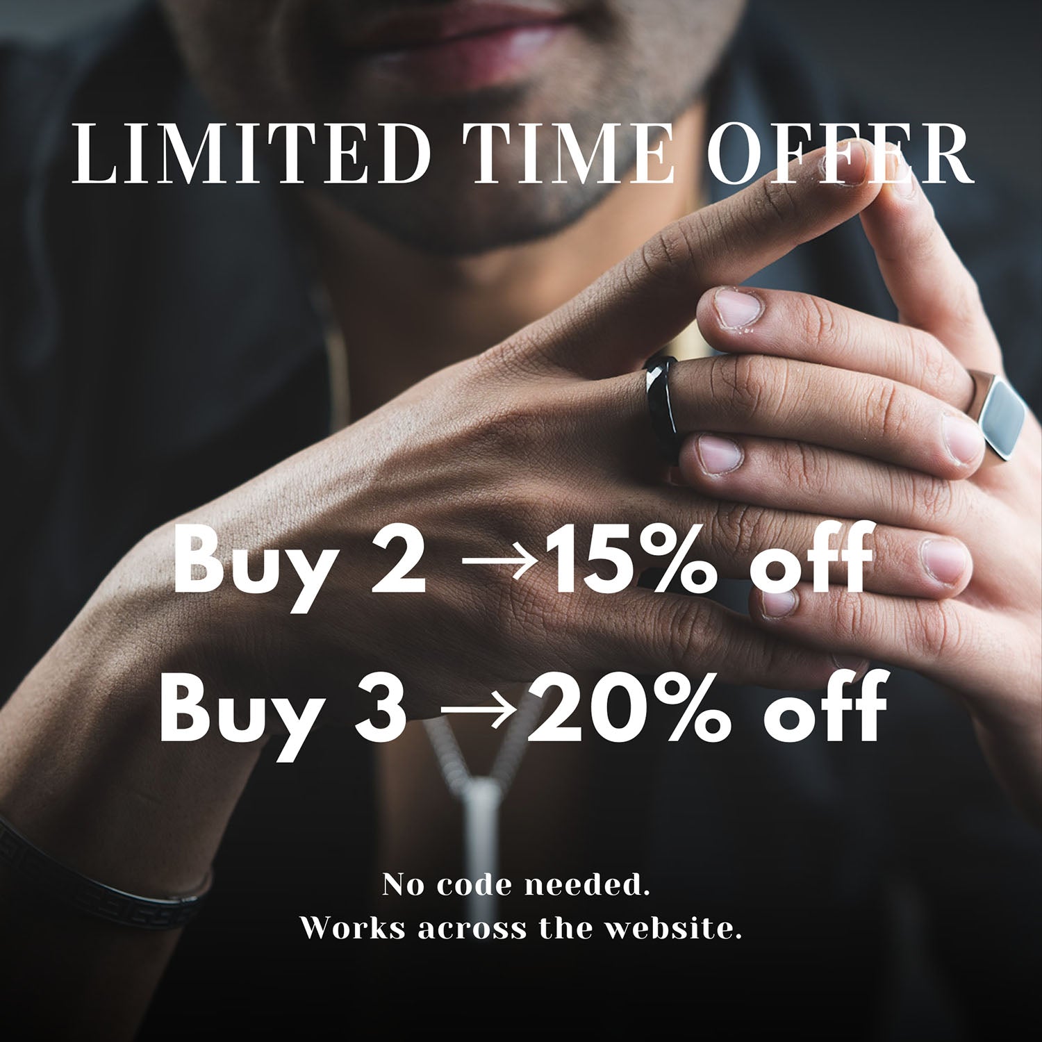 M Premium Jewellery Black Boss Ring