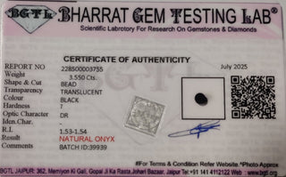 Matte Onyx lab certificate 6