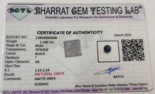 Matte Onyx lab certificate 10