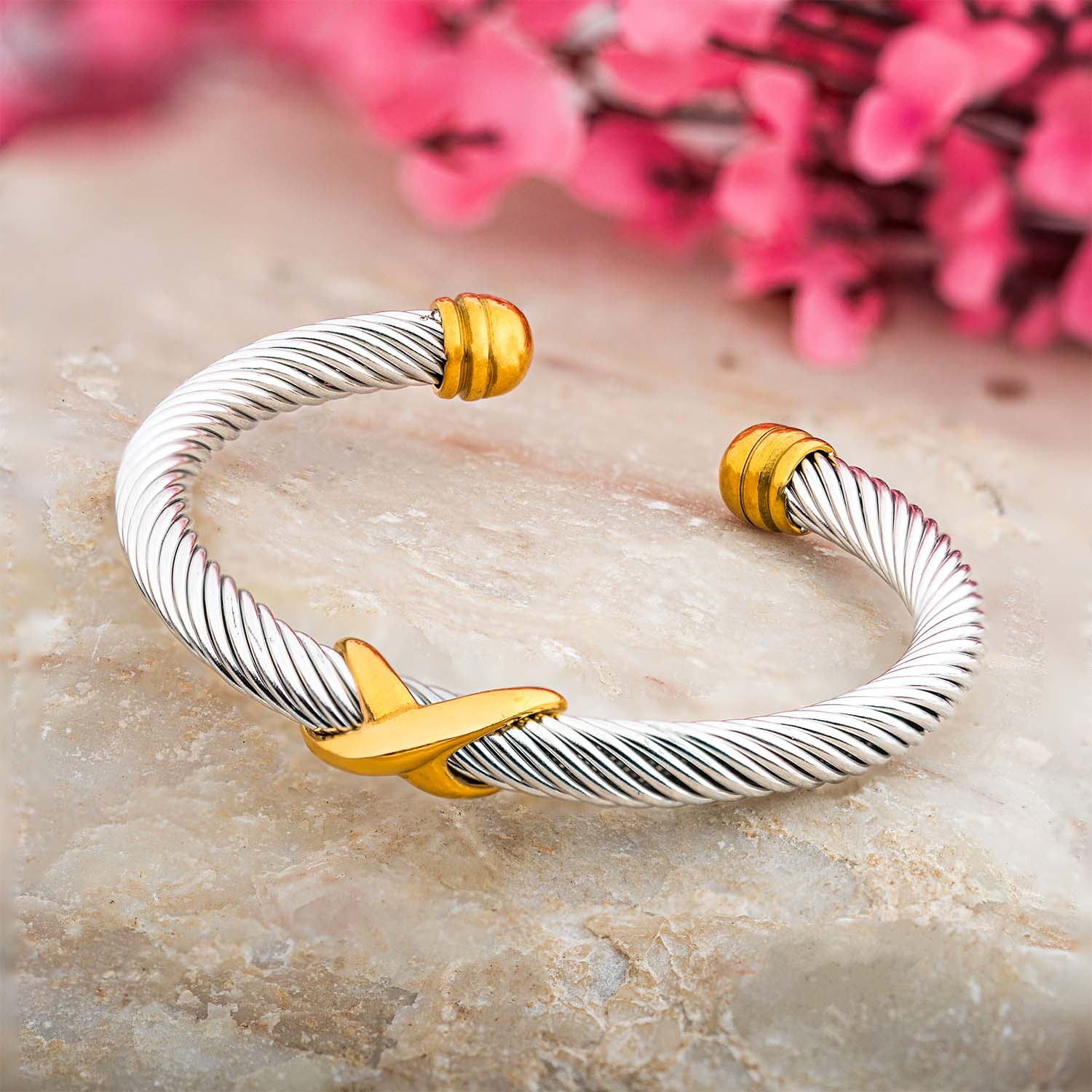 Paloma Twisted Adjustable Bangle Bracelet Silver