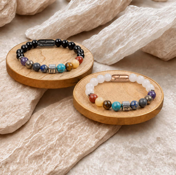 Personalised Chakras Natural Stone Couple Bracelets with Magsnap 2