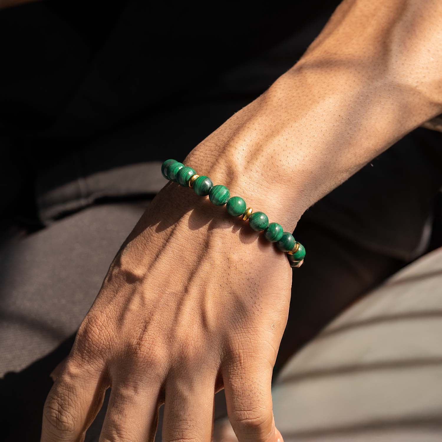 Prosperity Malachite Natural Stone Elastic Bracelet